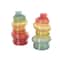 12" Multicolor Glass Ribbed Stacked Stones Vase Set with Color Blocks